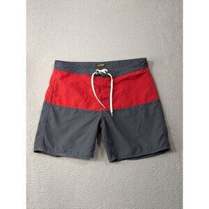 Flint and Tinder Board Shorts 38 Swim Trunks Unlined Surf Color Block Gray Red